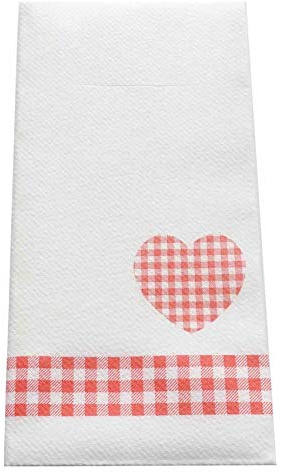 APARTina Airlaid Besteckservietten 75 Stück, 40 x 40 cm, 1/8-Falz Bestecktaschen stoffähnlich rot weiß - Landhaus, Herz stoffähnliche Bestecktasche kariert Landliebe