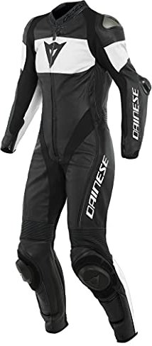 Dainese Imatra 1-Teiler Perforierte Damen Motorrad Lederkombi (Black/White,40)