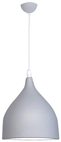 Mengjay Vintage Deckenleuchten Retro E27 Lampenfassung Leuchtmittel Metall Aluminium Lampenschirm Deckenlampe Semi-Flush Mount Pendelleuchte Hängeleuchte Restaurant Esszimmer Wohnzimmer (Grau, A)