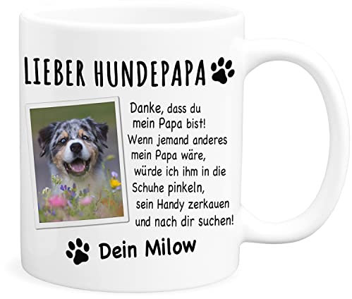 Hundepapa Tasse Hund Personalisiertes Geschenk für Hundebesitzer Hundemotiv Hundeliebhaber Hunde Papa Kaffeetasse aus Keramik 330 ml