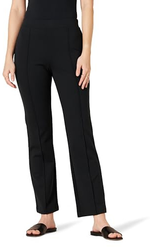 Amazon Essentials Pantalon Ponte Extensible à Enfiler, Taille Haute et Longueur Cheville Femme, Noir, XL