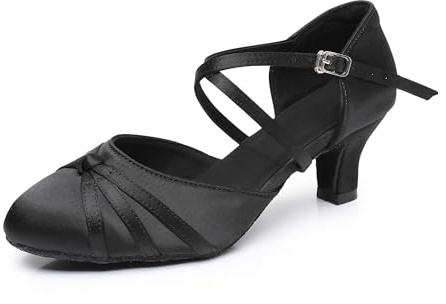 Rosefinch Zapatos de Baile Latino para Mujer, Zapatos de Baile Social para Salsa Tango Waltz, Zapatos de Baile para Damas Negros 5cm de tacón 36EU