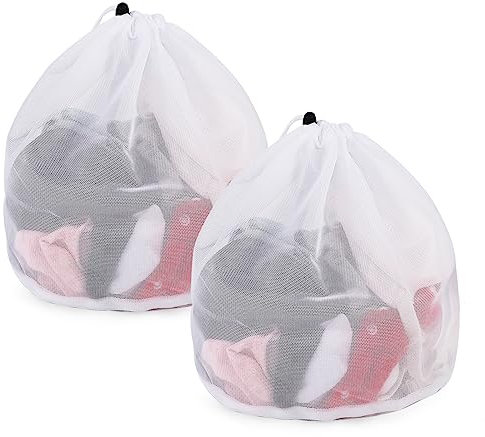 2 Stück Wäschesack,40 x 50 cm Mesh Wäschenetz für Waschmaschine Wäschebeutel für Waschmaschine Wäschesäcke mit Kordelzug für Babykleidung,Bluse,Unterwäsche,BH,Socken usw