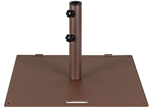 COSTWAY Base per Ombrellone 22,5 kg, Quadrato 60 cm, Adattatori 4/5 cm, 2 Ruote 2 Manopole Impugnatura Esterna, per Terrazza Piscina Spiaggia (Marrone)
