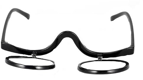 COKYIS Flip Down Lesebrille Für Make-up Und Lesen, Kosmetisches Lesehilfe Damen Schminkbrille Bordeaux Make-up Brille Tragbare Presbyopie Brille (Color : Black, Size : 2.0)