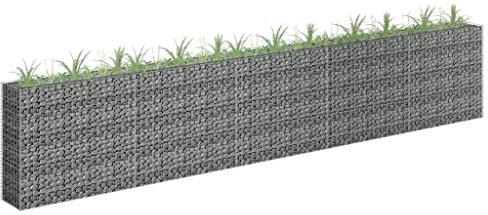 Gabionen-Hochbeet, Pflanzkorb Blumentopf Mit Füßen Kräutertopf Blumentopf Klein Geeignet für Terrace Cactus Draußen Succulents Verzinkter Stahl 450×30×90 cm