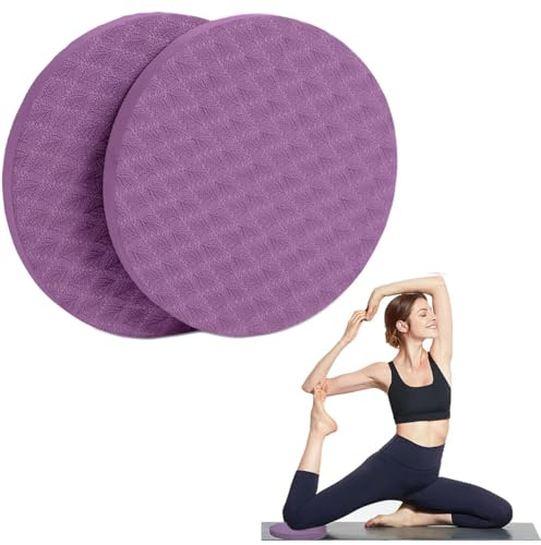 Round Yoga Knee Pads Cushion, 2 Pcs Comfortable Non-slip Yoga Knee Support Pads, Yoga Mat Kneeling Pads Portable Fitness Exercise Pilates Knee Pads for Protecting Knee Elbow Wrist & Head (Dark Purple)