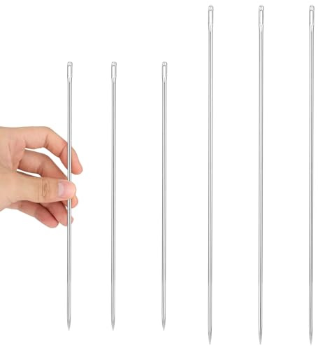 6pz Aghi da Cucito Lunghi da 25 cm e 30 cm, in Acciaio Inossidabile Ago da Cucito Extra Lungo Ago Gigante Aghi da Cucito a Mano con Cruna Grande per Progetti di Cucito e Artigianato