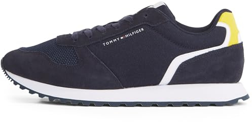 Tommy Hilfiger Uomo Sneakers Running New Runner Eva Mix in Pelle Scamosciata, Blu (Desert Sky), 41