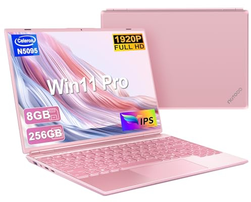 2025 PC Portatile Win11 Pro Notebook 14 Pollici Celeron N5095, Computer Portatile 8+256GB SSD Estension 1TB(TF 512GB), Laptop Ventola Raffreddamento Schermo 2K FHD Tastiera Italiana Membrana-Rosa