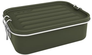 Sigg Gemstone Box Roasted Green Lunchbox, Stainless Steel Lunch Box with Leak-Proof Silicone Rim, Divided Lunch Box for Lunch and Leftovers