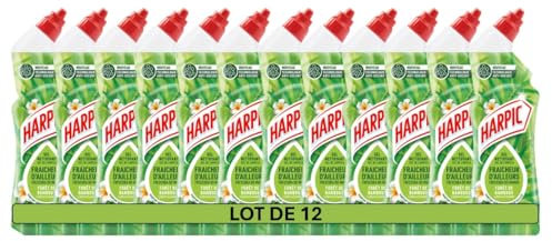 Harpic Gel WC - Nettoyant Fraicheur d'Ailleurs Parfum Foret de Bambous avec technologie anti-odeurs - lot de 12 x 750 ml