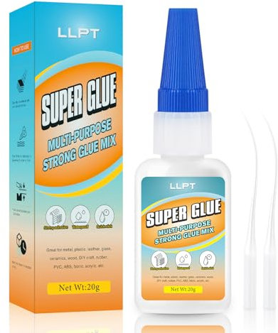 LLPT Super glue | Net 20g | Superpegamento transparente multiusos con tapa antiobstrucción | Adhesivo fino, fuerte y súper rápido profesional | metal cerámica (LSG020-1E) | 1 Pack