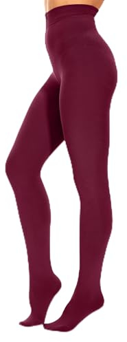 CozyWow Collant termici invernali da donna in pile caldo e caldo, Vino rosso, L-XL