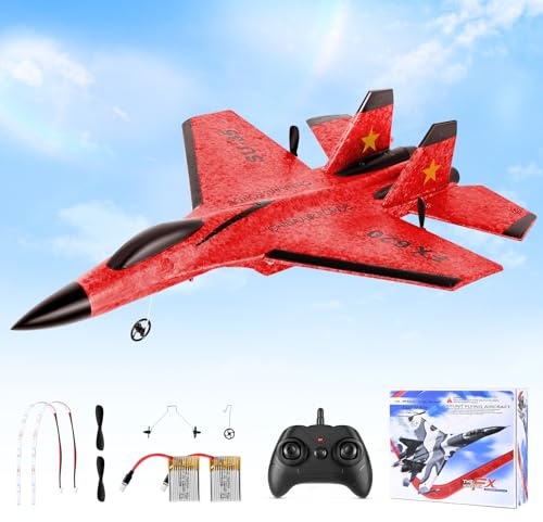 Jradse Avión Telecontrolado, Avión RC de 2,4GHz, 2 Modos de Inicio, avión telecontrolado con Sistema de Vuelo Giroscópico de 3 Ejes, Luz Nocturna LED y Carga USB para Principiantes y Niños
