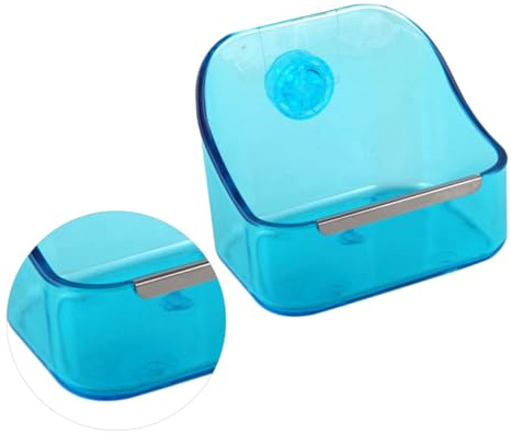 JOINPAYA Gamelle d'eau Nourriture pour Chinchilla et Hamster en Plastique Bleu, Robuste et Facile à Installer la Cage des Petits Animaux