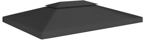 Mokuyary Reservöverdrag för trädgårdspaviljong ersättningsöverdrag paviljongtak antik lusthus markis 2 nivåer 310 g/m² 4 x 3 m svart