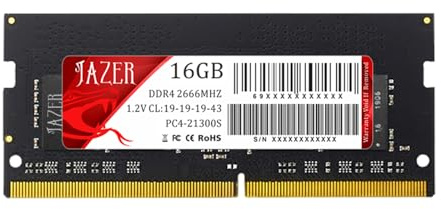 JAZER 16GB RAM DDR4 2666MHz PC4-21300,1.2V, CL19, SODIMM 260 Pin, Laptop Notebook PC Speicher Modul Upgrade