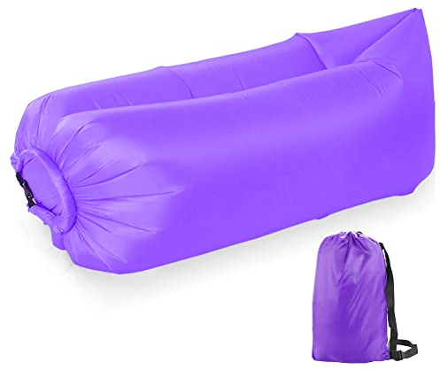 Gohytal Inflatable Air Sofa Lounger, Lazy AirSofa, Inflatable Couch Air Lounger Mattress Bed for Swim, Camping, Beach, Hiking, Park, Backyard, Pool, Picnics (Purple)