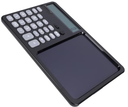 GOWENIC Multifunktionell Talkalkylator med Anteckningsblock och Stor Display för skol- och Företagsanvändning 12 Siffror Laddningsbart ABS-material 1 Enhet (Svart)