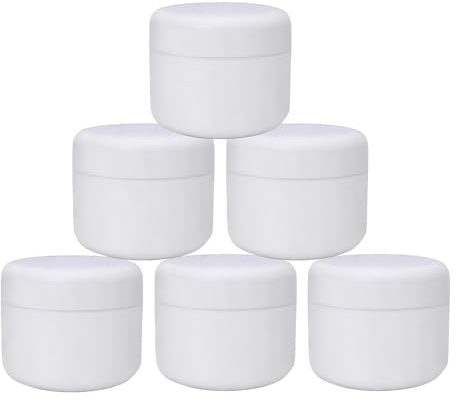 6 vasetti per cosmetici in plastica bianca da 250 ml con rivestimento interno e coperchio a cupola, contenitori per trucco ricaricabili, per scrub, oli, salve, creme