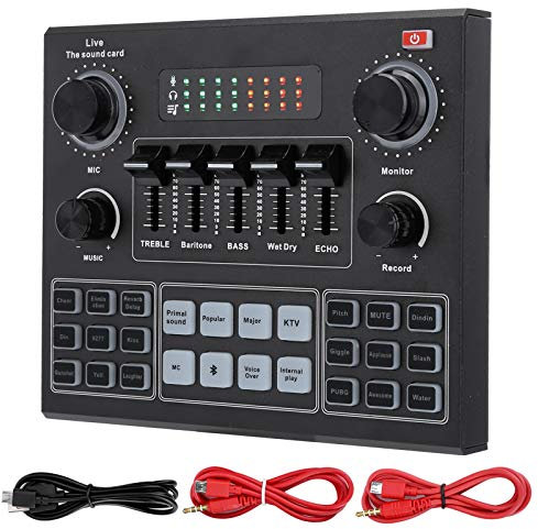 V9 Bluetooth Soundkarte, Stereo Audio Mixer, Externe Sound Mixer, Universal Broadcast Voice Changer, Gefrosteter Sound Card für Computerspiel, Mobiltelefone, Live Broadcast