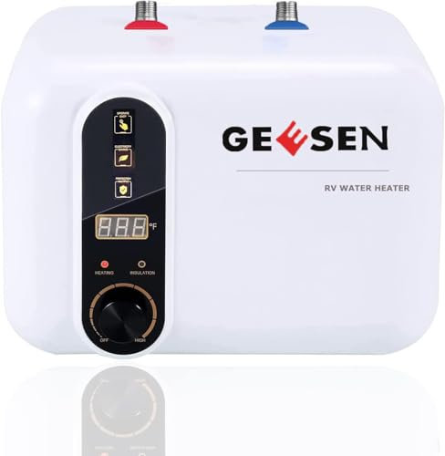 Chauffe-eau électrique de 15 gallons, chauffe-eau de douche étanche pour remorque RV TR Endless, point d'utilisation compact, douche de salle de bain (15 gallons), prise 220 V (White-10L-Mini2)