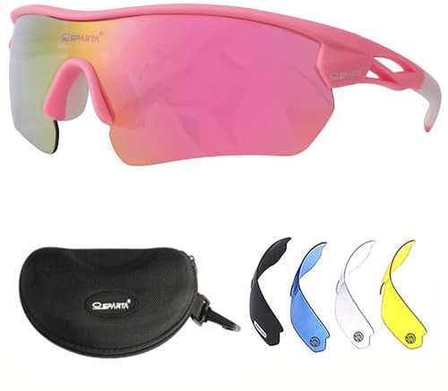 OUTDOORSPARTA Sport Sonnenbrille(2. Rosa Rahmen, Volllinse Gespiegelt Rosa)