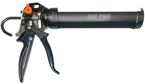 AWF PRO 10 oz Dual Thrust Caulk Gun, 25:1 or 12:1 Thrust Ratio, No Drip, Rotating Barrel, Comfort Grip, with Built-In Puncture Tool