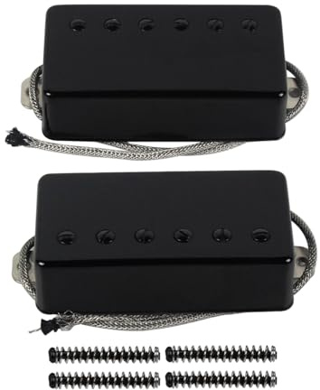 FLEOR Alnico5 Guitar Humbucker Pickup Set Bridge & Neck Pickups Compatible with LP style Guitar Part, Black
