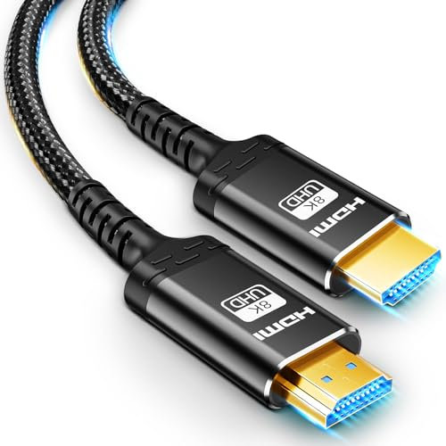 Akake 8K HDMI Glasfaserkabel 2.1-10M Unidirektional Ultra 48Gbps Hochgeschwindigkeits-HDMI-Kabel, 3D, 8K60, 4K120, 144Hz - Vergoldet, Geflochtenes Kabel - Ideal für Fernseher, PC, Projektor