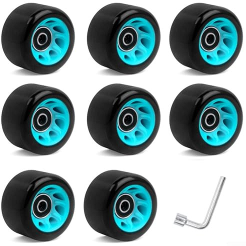 8 ruote per pattini a rotelle, 58 x 39 mm, per pattini a rotelle a doppia , quad, skateboard, in poliuretano, per pattini in linea e quad