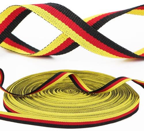 Deutschland Geschenkband 50m x 1cm EM WM Polyester Ripsband Schleifenband Dekoband Stoffband für Weltmeisterschaft Europameisterschaft Dekoration Geschenk Verpacken Basteln