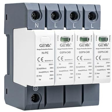 GEYA Överspänningsskydd 20KA-40KA SPD Överspänningsskydd i hemmet Din Guide (3P+N, AC275V)
