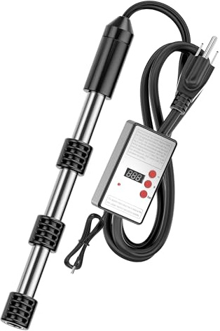 2000W Immersion Water Heater for Above-Ground Pools | Barrel-Type Quick Heater, Heats 5 Gallons Water in 3-5 Mins | Adjustable Thermostat (Auto-Restart When 5°F Below Set Temp)