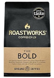 Roastworks The Bold | 200g Ground Coffee | Dark Roast | Notes of Black Forest Gateau & Caramel | 100% Arabica | Speciality Coffee from Brazil & Guatemala