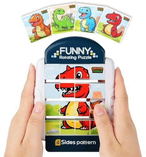Felly Juguetes Rompecabezas Giratorio 4 en 1 para Preescolar, Juegos de Viajes Portátil en Coche y Avión, Juguete Educativo Montessori 16 Piezas, Divertido Regalos para Niños y Niñas de 3 4 5 6 Años
