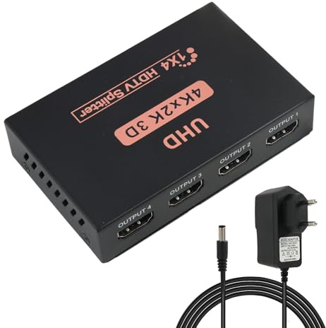 Répartiteur HDMI 1 Entree 4 Sorties, Splitter HDMI 4K UHD Aluminium Compatible avec HDCP, 3D, 1080P, 720P
