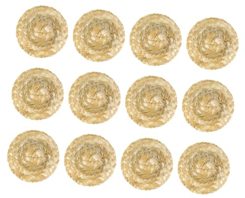 ZUNOXAZ 12 St Mini Handvävda Små Hantverksmössor i Halmslöjd Tåliga Mini Woven Cowboyhattar för Dockor Fotorekvisita och DIY Dekorationer