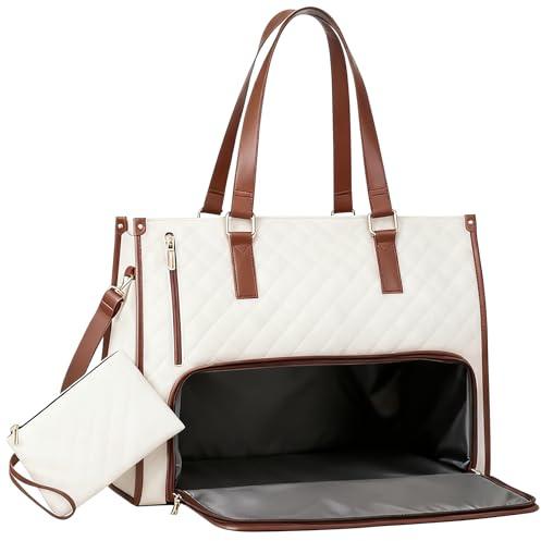 Bolsa de Almuerzo 2 en 1, Blanca con Compartimentos de Gran Capacidad y con Monedero Independiente para Mujeres y Oficinistas.