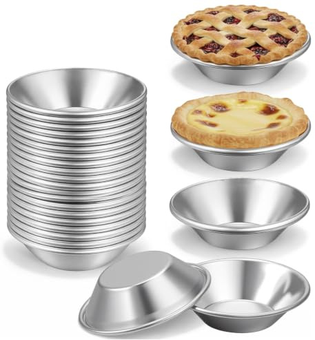 Cryptisg 25 Pezzi Stampi di Crostate di Uova, Riutilizzabili Antiaderenti Stampo per Tartellette, Stampini per Crostatine in Acciaio Inox, Formine per Crostatine per Budini Gelato Cioccolat