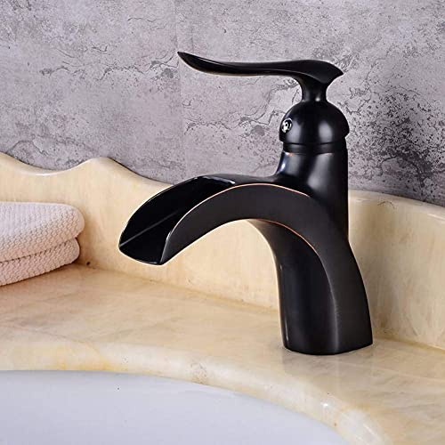 Tvättställsblandare Modern stil badrumsblandare Däckmonterad Vattenfall Enkelhålsblandare Kran för både kall- och varmvatten
