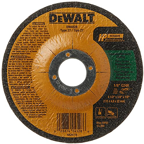 DEWALT 4-1/2 Cut Off Wheel, Concrete/Masonry, 4-1/2 x 1/8 x 7/8 (DW4528) , Yellow