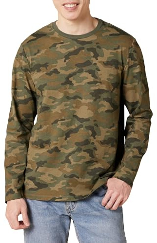 Amazon Essentials Camiseta de Manga Larga de Ajuste Normal Hombre, Verde Camuflaje, L