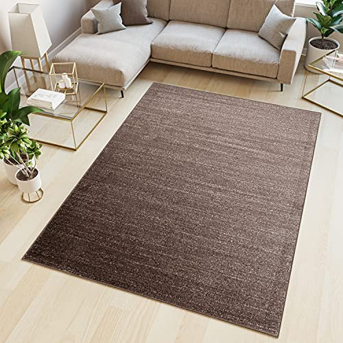 TAPISO Sari Teppich Kurzflor Teppiche Dunkelbraun Braun Modern Design Meliert Verwischt Wohnzimmer Schlafzimmer ÖKOTEX 80 x 150 cm