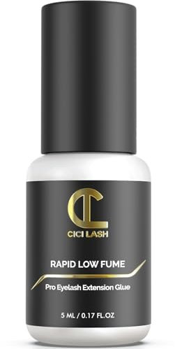 Rapid Low Fume Eyelash Extension Glue for Professionals - Maximum 8 Week Retention / 1 Second Drying Time Semi Permanent Individual/Volume Lash Extension Glue with Deep Black Color - Latex Free 5ml