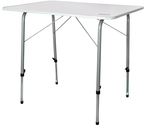 AKTIVE Mesa plegable camping, Mesa altura regulable, Mesa camping, 80x60x50-69 cm, estructura aluminio, Ø22 mm, color malva, Mesa ligera, Mesa auxiliar, Aktive Camping (52868)