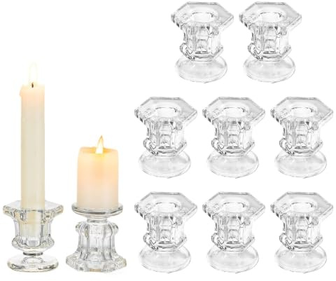 Ljusstakar Ljusstakar Av Glas, Glassöm Klar Ljusstake Stativ 10 St Ljusstakar Avsmalnande Ljusstakar Julljusstakar För Vardagsrum Matbord Bröllopsdekoration