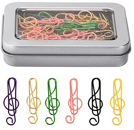 60 Pièces Trombones de Musique Pinces à Papier de Musique Colorées Trombones en Métal Mini Pinces à Signets pour Document Organiser, Scrapbook, Notebook de Musique (6 Couleurs)