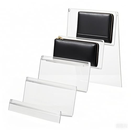 Cabilock Espositore Struttura Trapezoidale Portafogli Trasparente Acrilico a 4 Strati Supporto Robusto per Esposizione Portafogli e Telefoni in Negozi e Centri Commerciali
